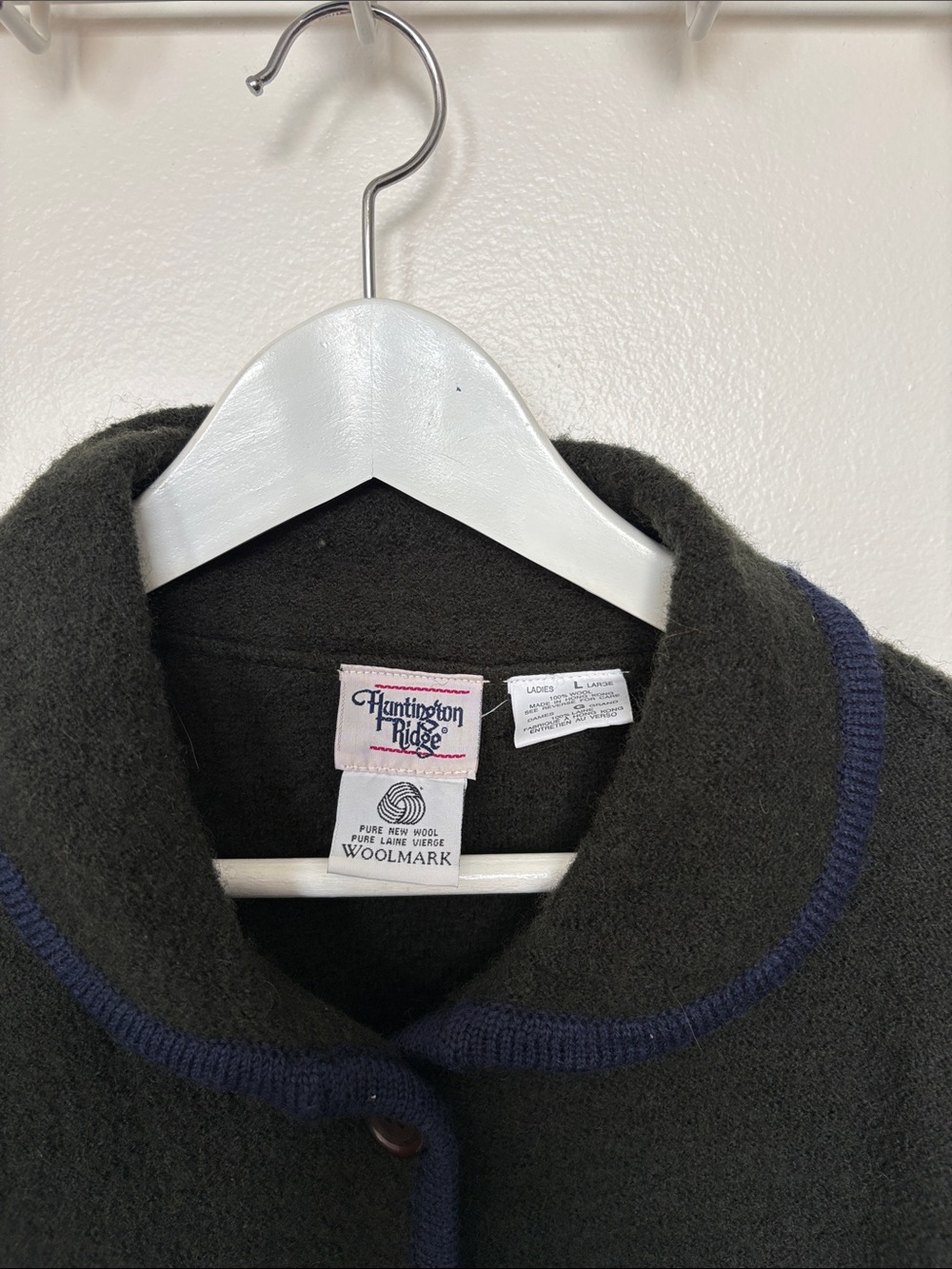 Black Knit Button-Front Jacket with Navy Trim - Picture 2 of 3